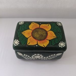 Sunflower Hand Painted Clay Keepsake Box